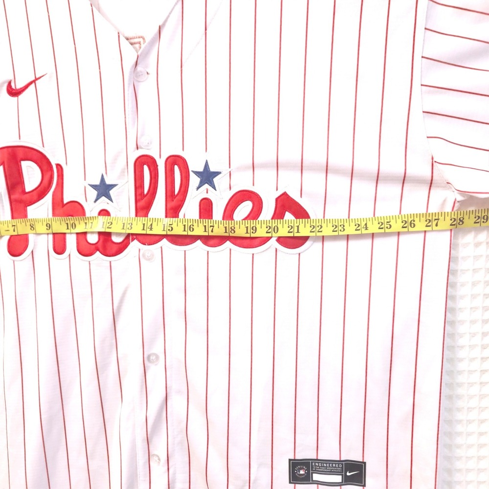 Nike MLB Jersey B.Marsh #16 Philadelphia Phillies Men XXXXL White Red Pinstripe - Picture 10 of 11